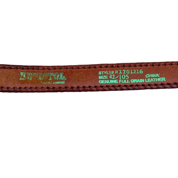 Resistol Leather Belt With Silvertone Longhorn Buckle Sz 42 Western Cowboy Texas - Picture 5 of 7